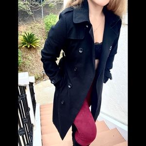 Black Rivet Trench w/ Textured Sleeves